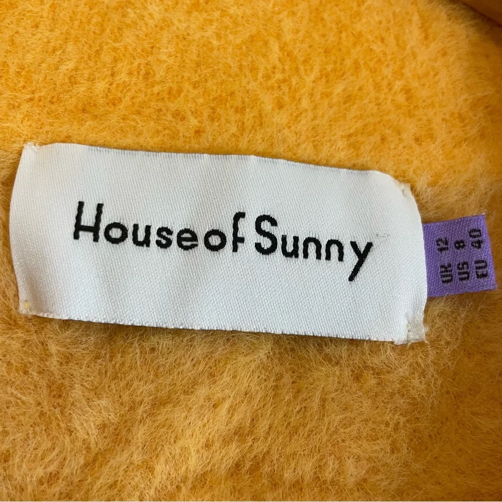 House of Sunny Mohair Style Fuzzy Vest Yellow Swirl Indie size 8 Cottagecore